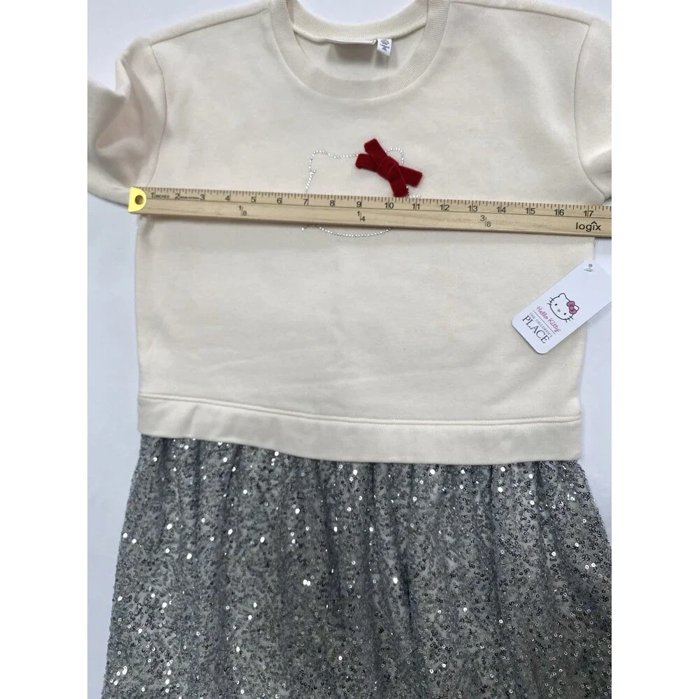 NEW Hello Kitty The Children's Place Girls Dress L 10/12 Cream Sequin Skirt NWT